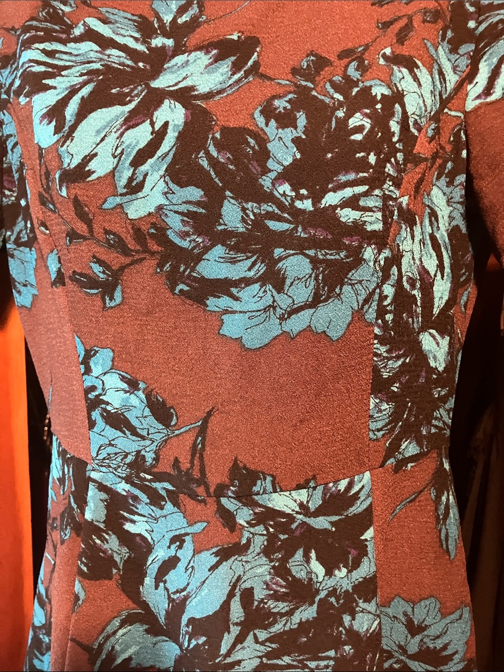 Who What Wear Black Brown Teal Floral Print Short Sleeve Dress - Picture 2 of 6